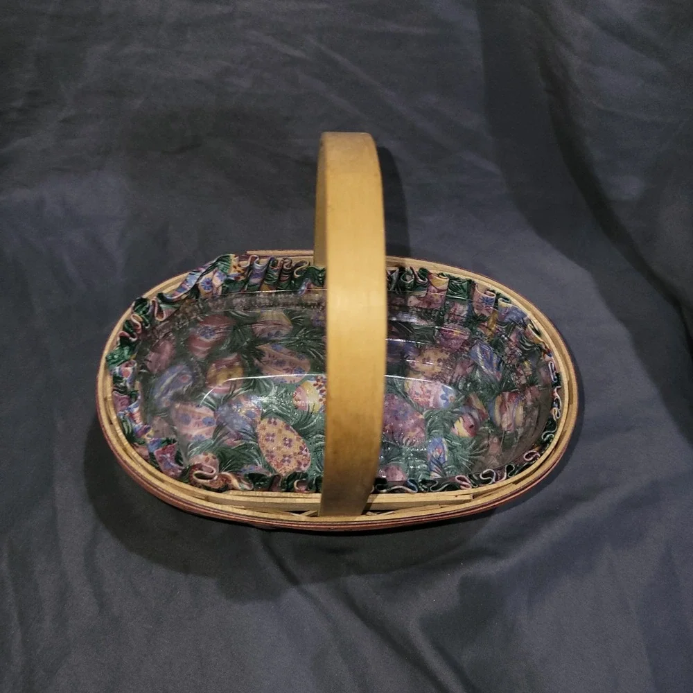 Longaberger 1997 Small Easter Basket W Easter Egg Design Fabric Liner And Insert